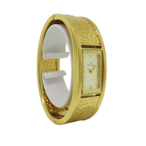 Bulova 97L108 Women`s Rectangular Bangle Style Analog Gold Tone Watch