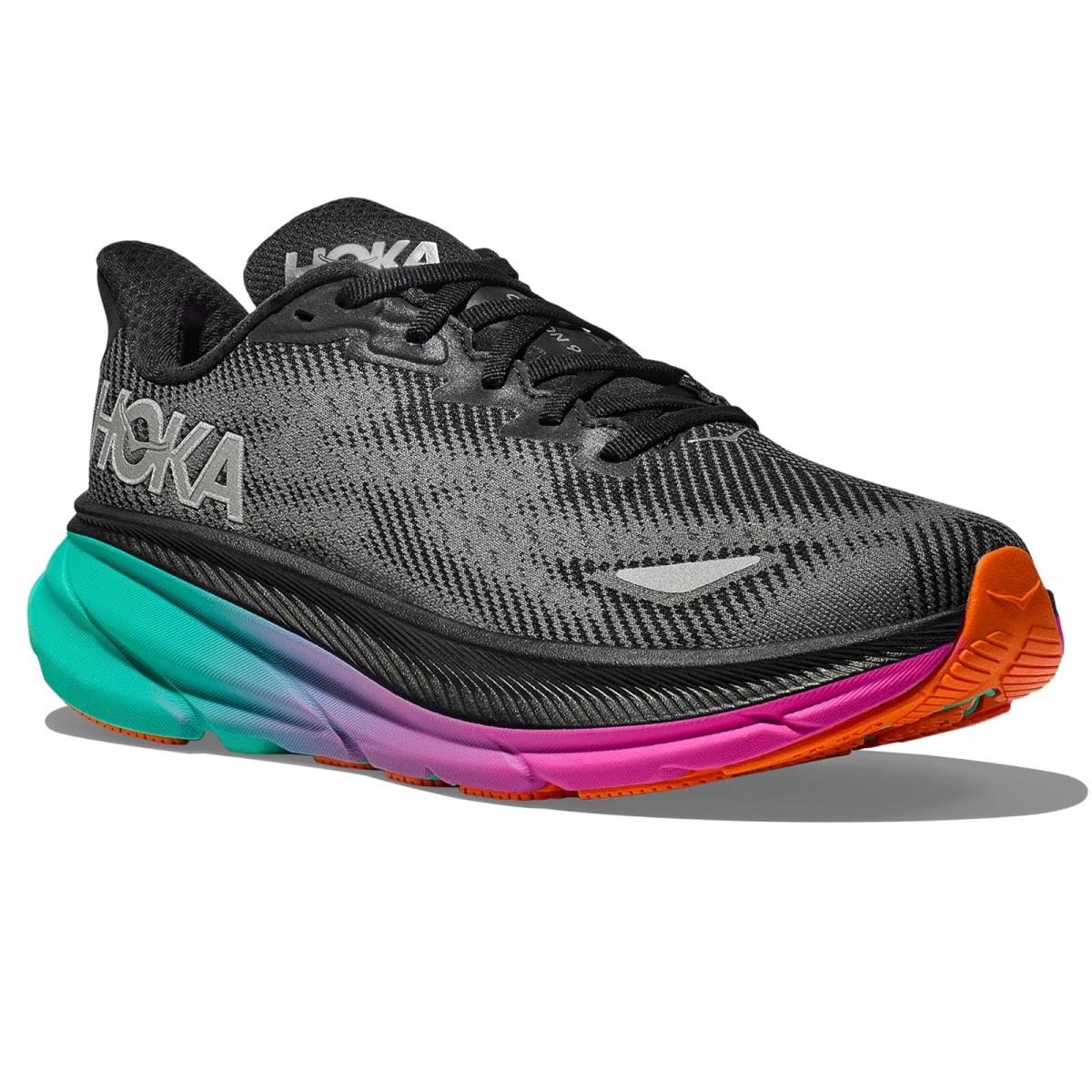 Man`s Sneakers Athletic Shoes Hoka Men`s Clifton 9 Gtx Black/Electric Aqua