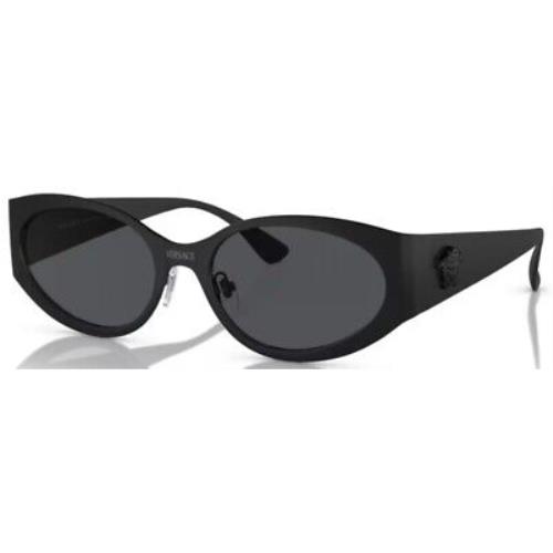 Versace VE2263 126187 Sunglasses Women`s Matte Black/grey Oval Shape 56mm