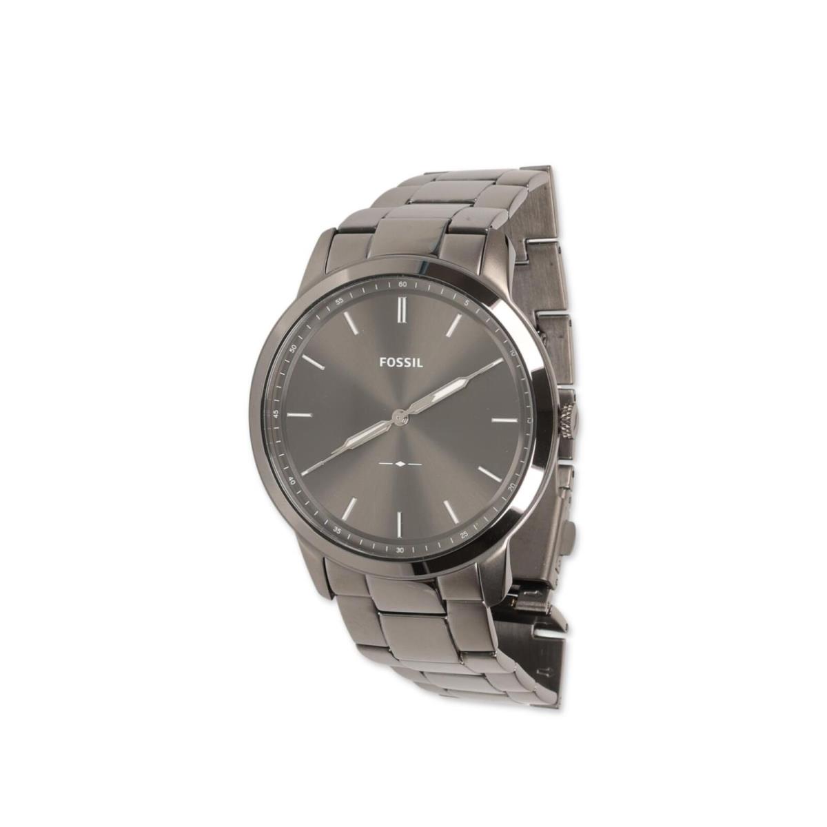 Fossil 302447 Men`s Minimalist Quartz Stainless Steel Three-hand Watch - Smoke, Dial: Black, Band: Gray