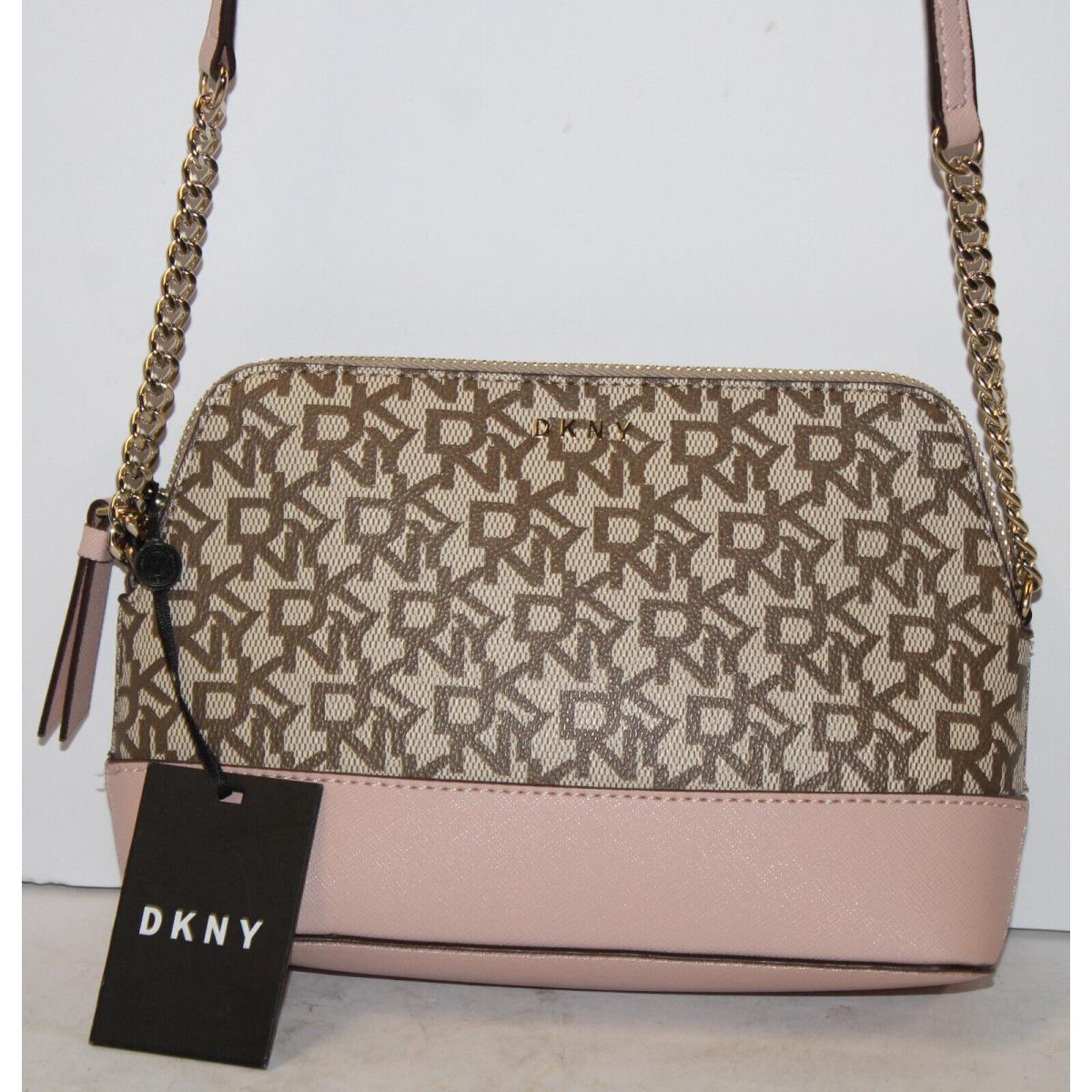 Dkny Bryant Dome Crossbody Peach/tan Logo Chain/ Strap Purse AO4055994