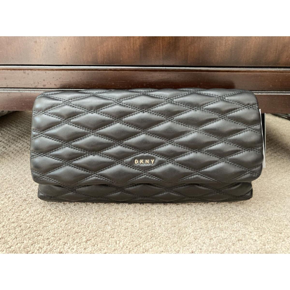 Dkny Donna Karen York Blacked Quilted Convertible Shoulder/clutch Bag