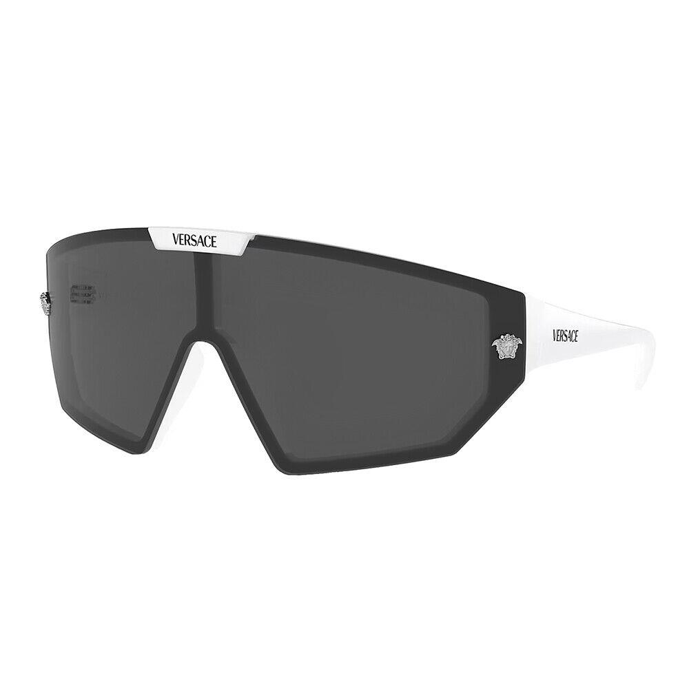 Versace VE 4461 314/87 White Plastic Shield Sunglasses Grey Lens