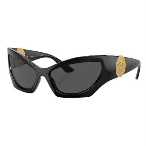 Versace VE 4450 GB1/87 Black Plastic Cat-eye Sunglasses Grey Lens