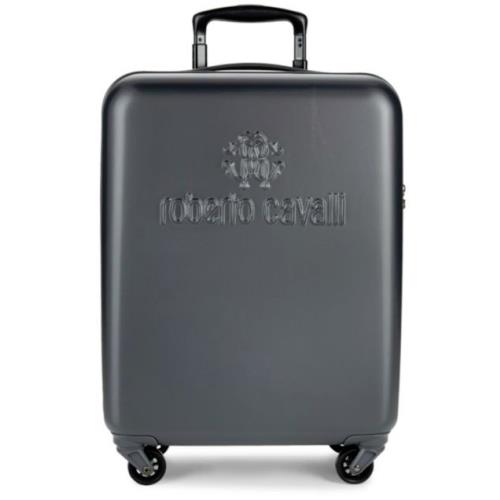 Roberto Cavalli Logo Hardshell Black Suitcase Tag Designer Luggage Carry ON