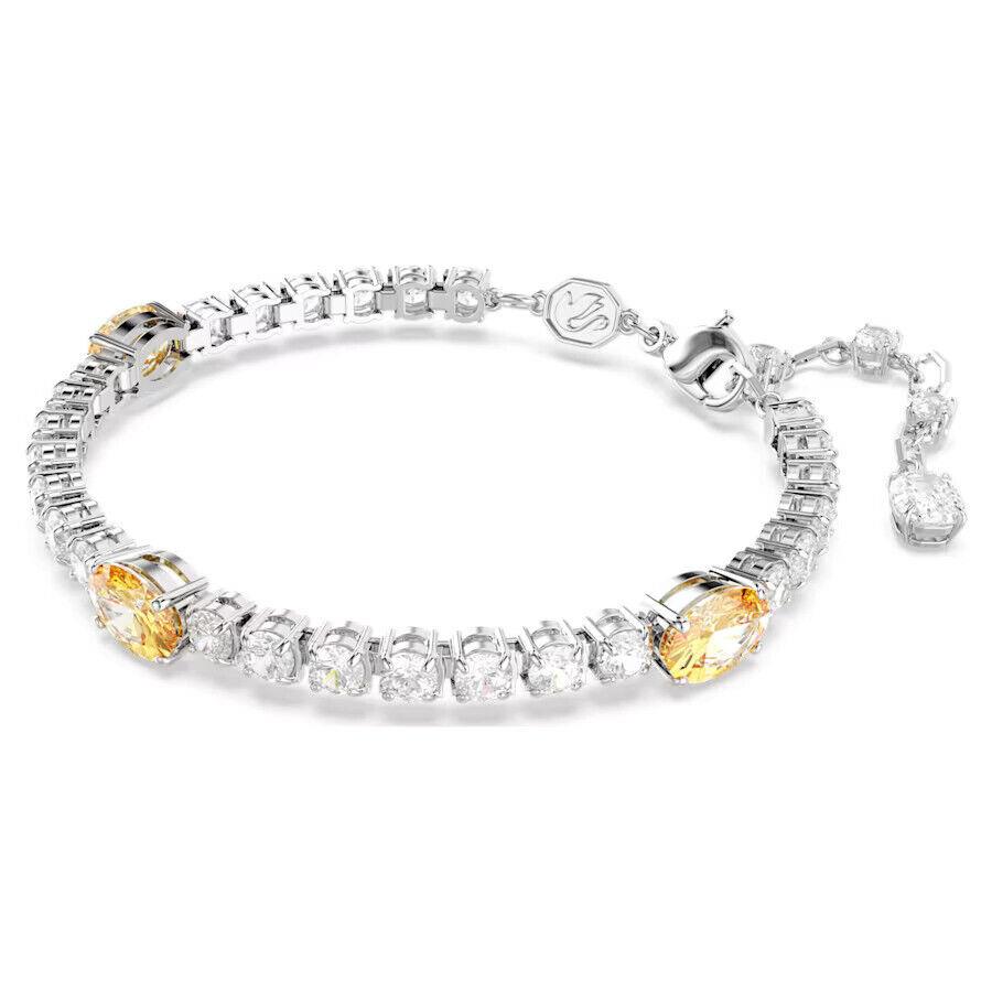 Swarovski Crystal Matrix Tennis Bracelet Mixed Cuts Yellow Rhodium 5666425