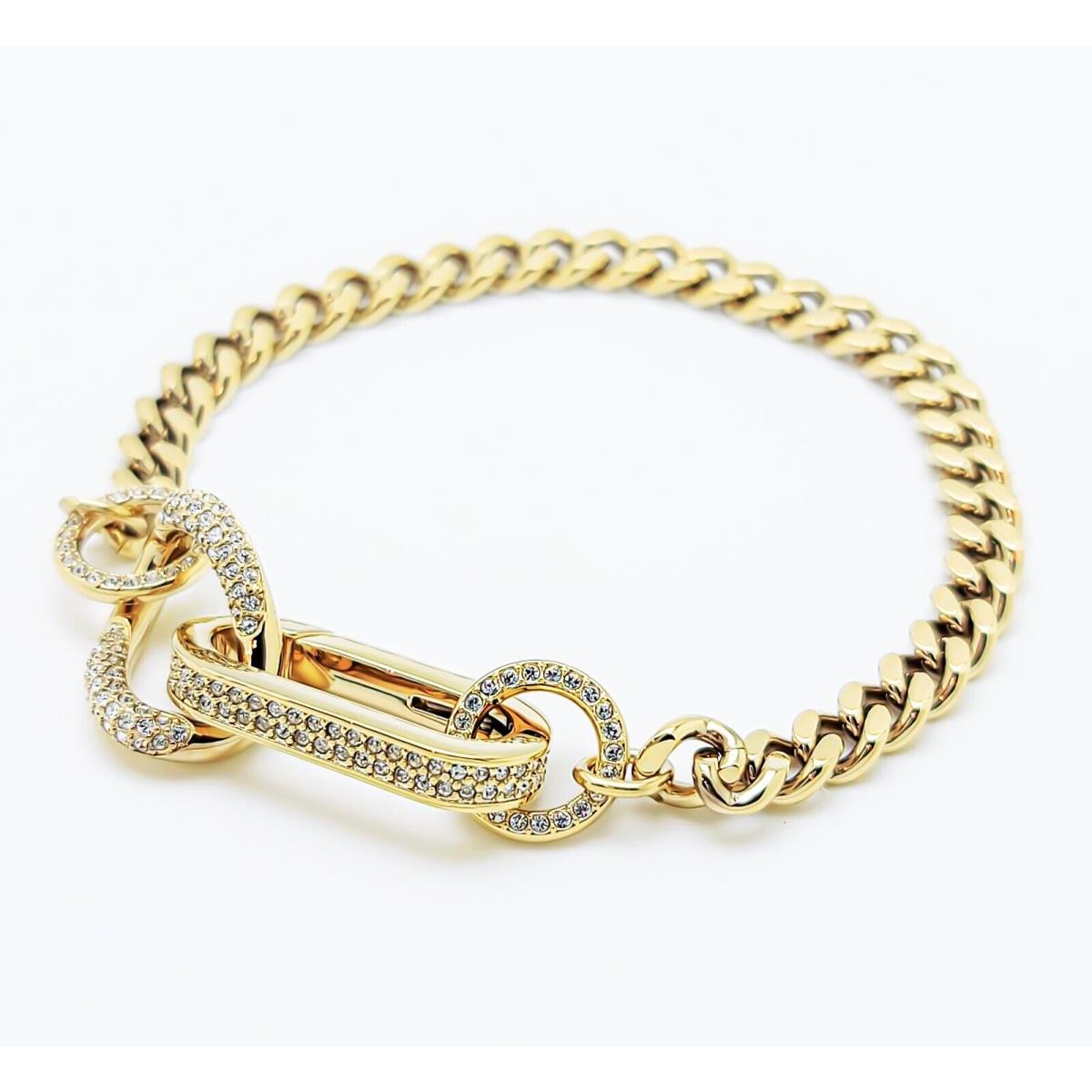 Swarovski 5636740 Gold Curb Chain Pave Crystal Links Dextera Bracelet