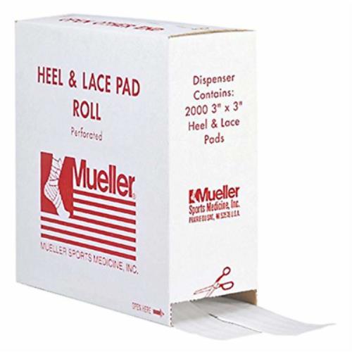 Mueller Heel Lace Pads Dispenser 2000 Pack 3 x 3 Each Protect Feet Heels a