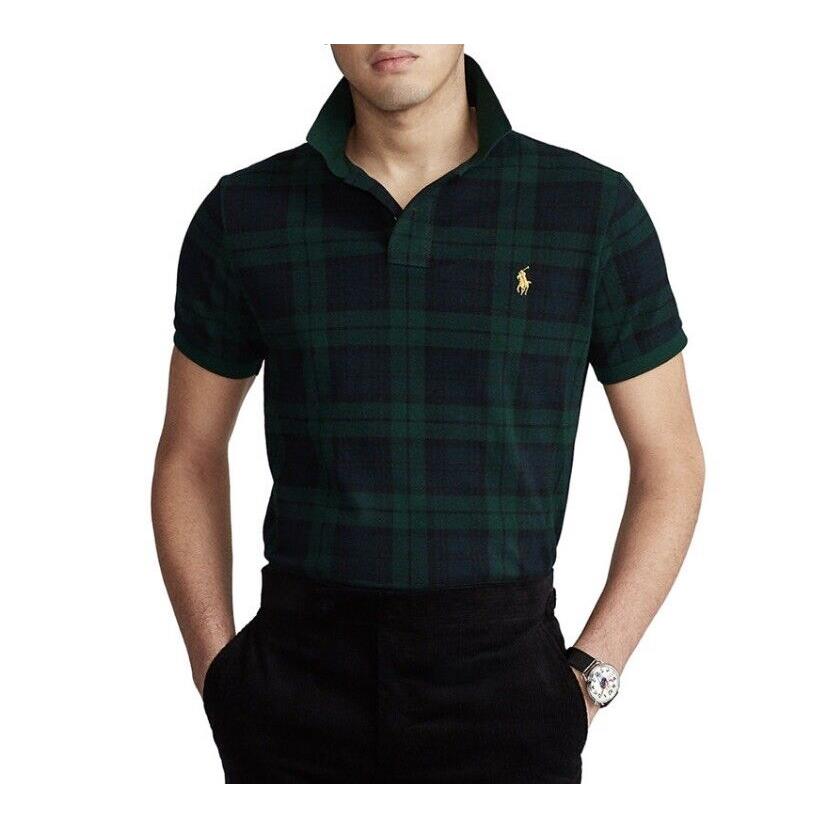 Men`s Polo Ralph Lauren Tartan Plaid Custom Slim-fit Mesh Polo S