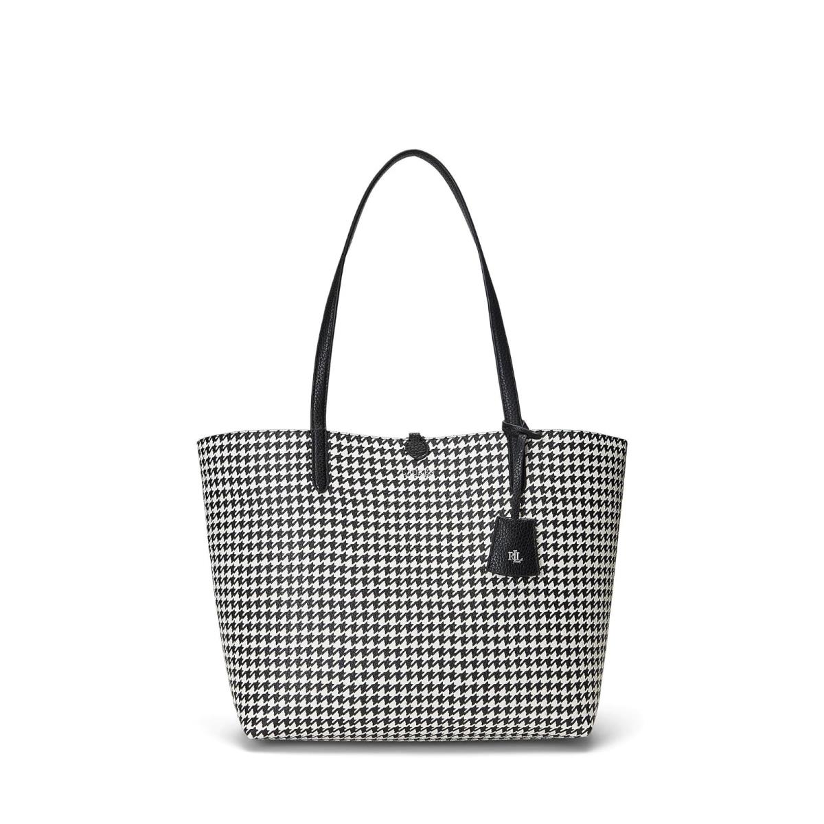 Woman`s Handbags Lauren Ralph Lauren Faux-leather Reversible Tote Glenplaid/Houndstooth/Black