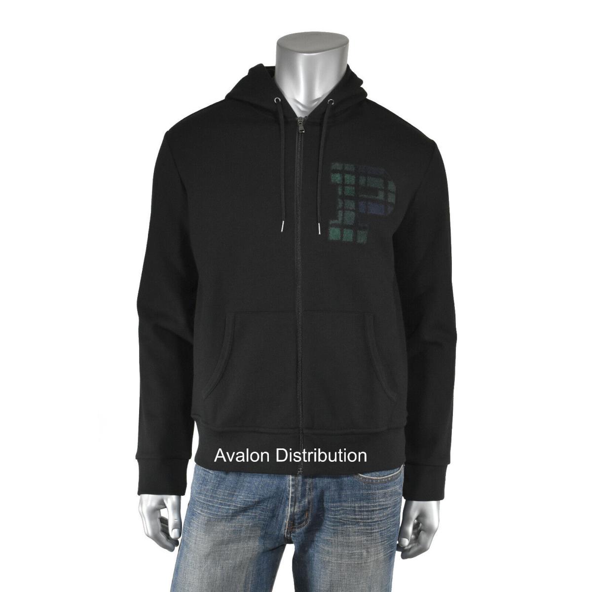 Polo Ralph Lauren Blackwatch Chenille P Patch Double Knit Hoodie Jacket Black