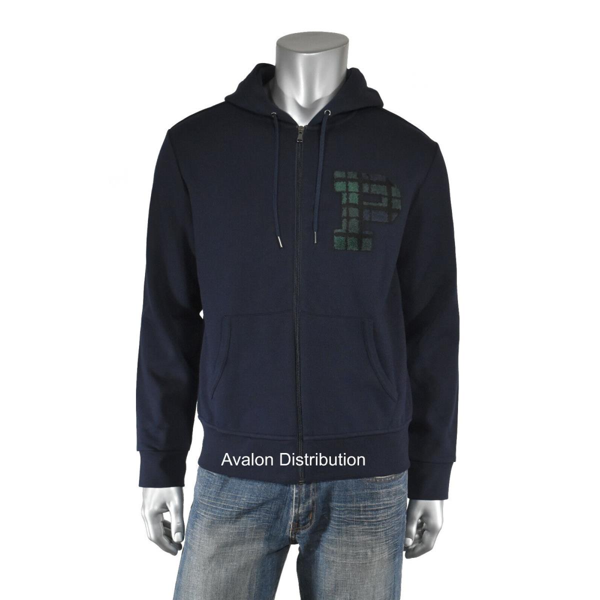 Polo Ralph Lauren Blackwatch Chenille P Patch Double Knit Hoodie Jacket Navy