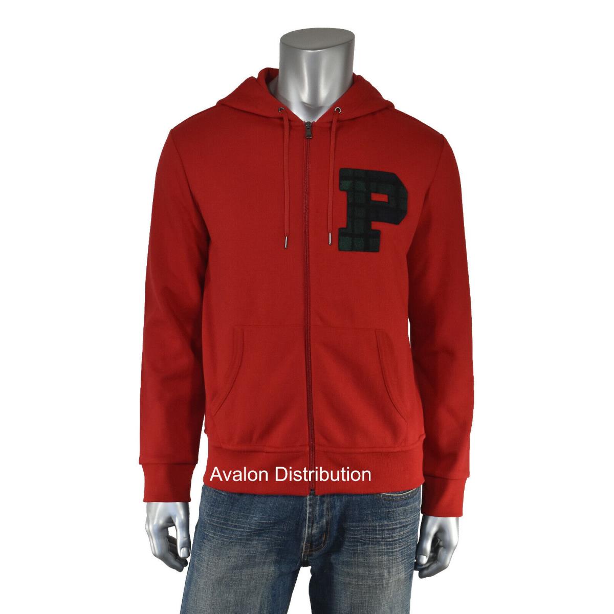 Polo Ralph Lauren Blackwatch Chenille P Patch Double Knit Hoodie Jacket Red