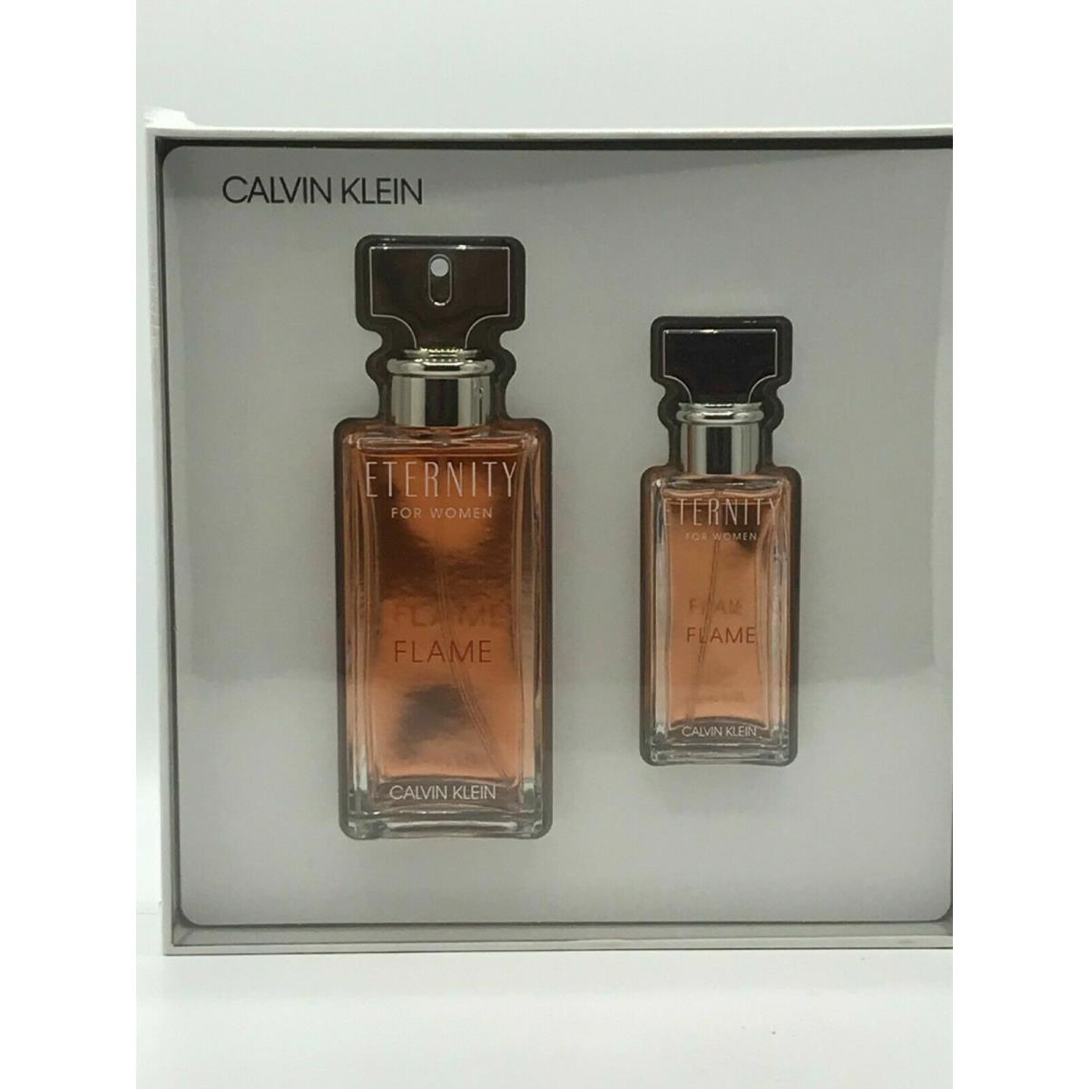 Calvin Klein Eternity Flame Women 2pc Set Parfum Spray 3.4 oz 1.0 oz