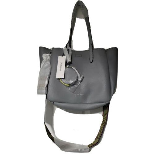 Calvin Klein Tote Handbag Bag Gray/green and Pink Straps - Handle/Strap: Green/Pink, Hardware: Gray, Exterior: Gray