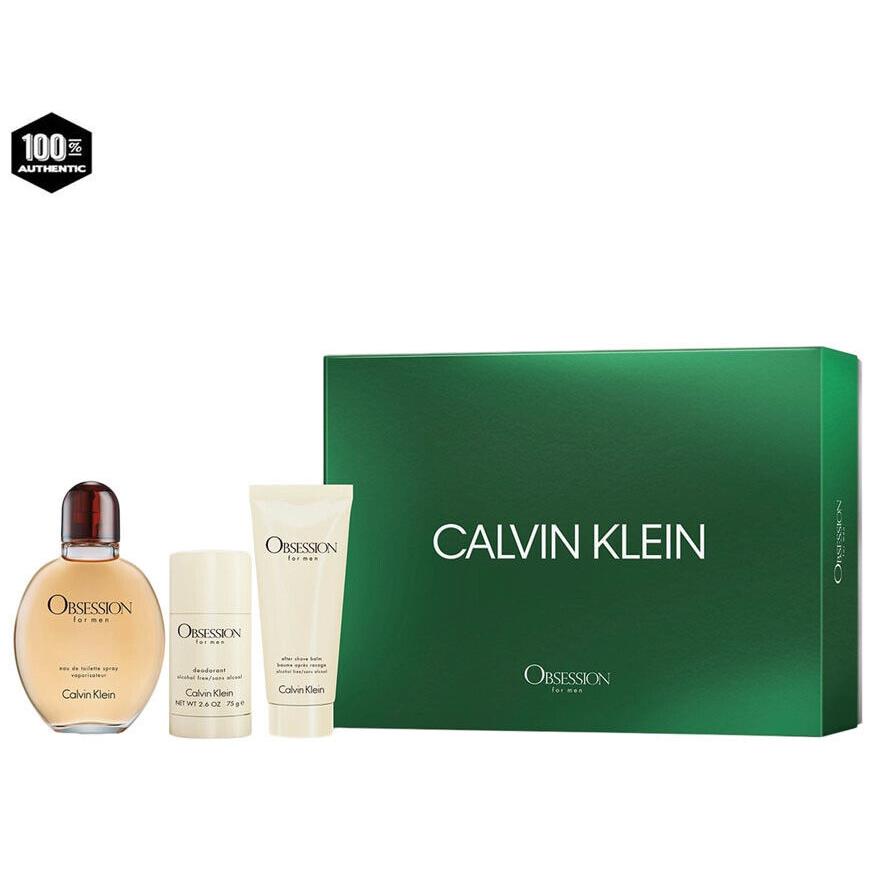 Calvin Klein Obsession For Men 3 Piece Gift Set- 4.0 Spray+3.4 A/Shave+2.6 Deo
