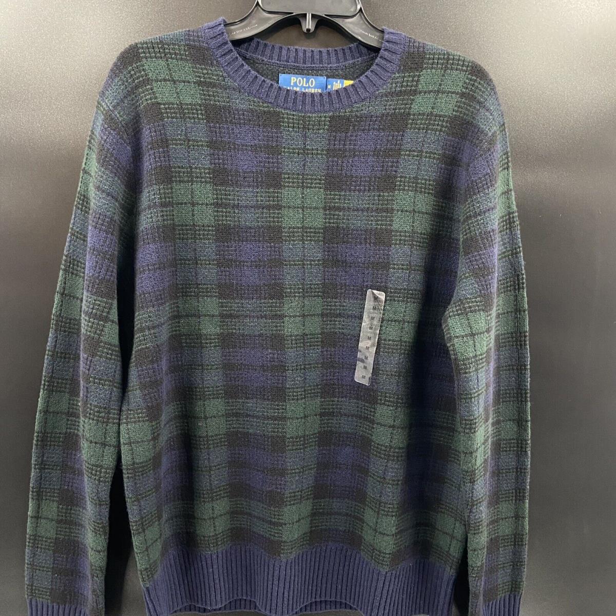 Polo Ralph Lauren Men`s Blackwatch Tartan Plaid Wool Crewneck Sweater SZ M