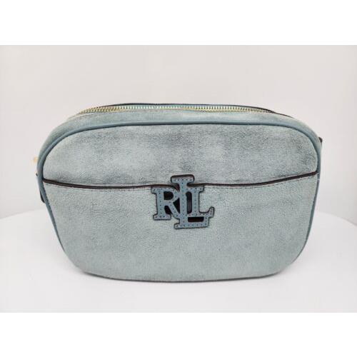 Lauren Ralph Lauren Lrl Stormy Sea Blue Suede Leather Purse