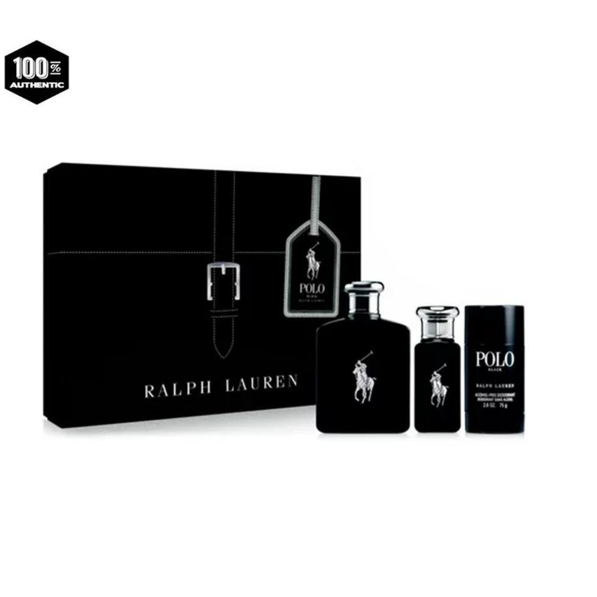 Polo Black by Ralph Lauren 3 Pc-4.2 oz Edt Sp+1.0 oz Edt Sp+2.6 oz Deo