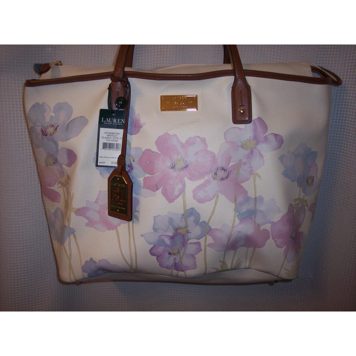 Lauren by Ralph Lauren Whitley Classic Tea Rose Tote Bag Lg Florals Tag