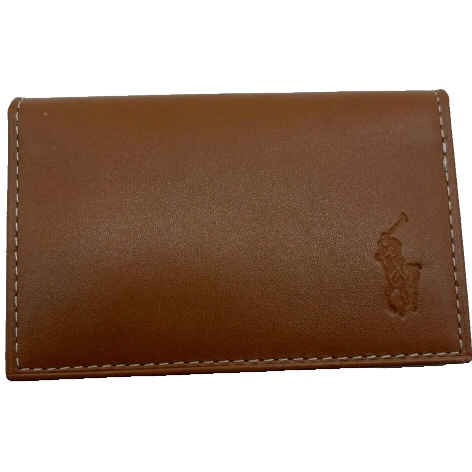Men`s Polo Ralph Lauren Leather Billfold ID Flip Wallet Card Case Brown 0003