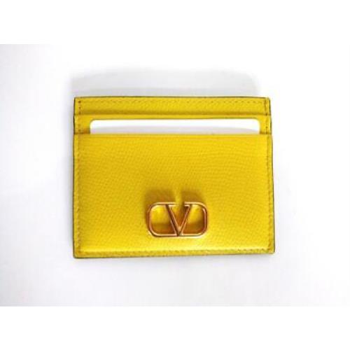 Valentino Yellow Vlogo Cardholder - Grainy Calfsk