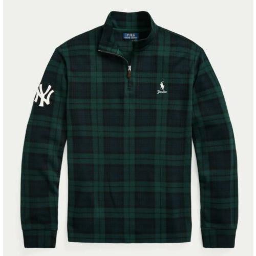 Polo Ralph Lauren NY Yankees Mlb Quarter Zip Plaid Blackwatch Sweater Small