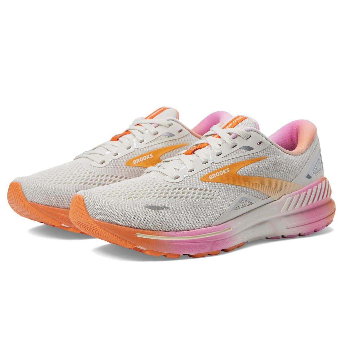Woman`s Sneakers Athletic Shoes Brooks Women`s Adrenaline Gts 23 White Sand/Sunset/Fuchsia