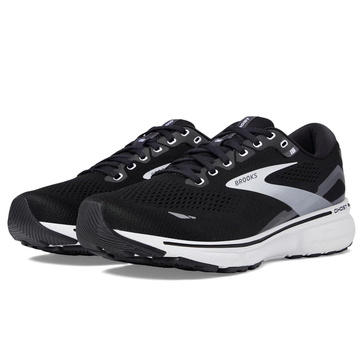 Man`s Sneakers Athletic Shoes Brooks Ghost 15 Black/Blackened Pearl/White