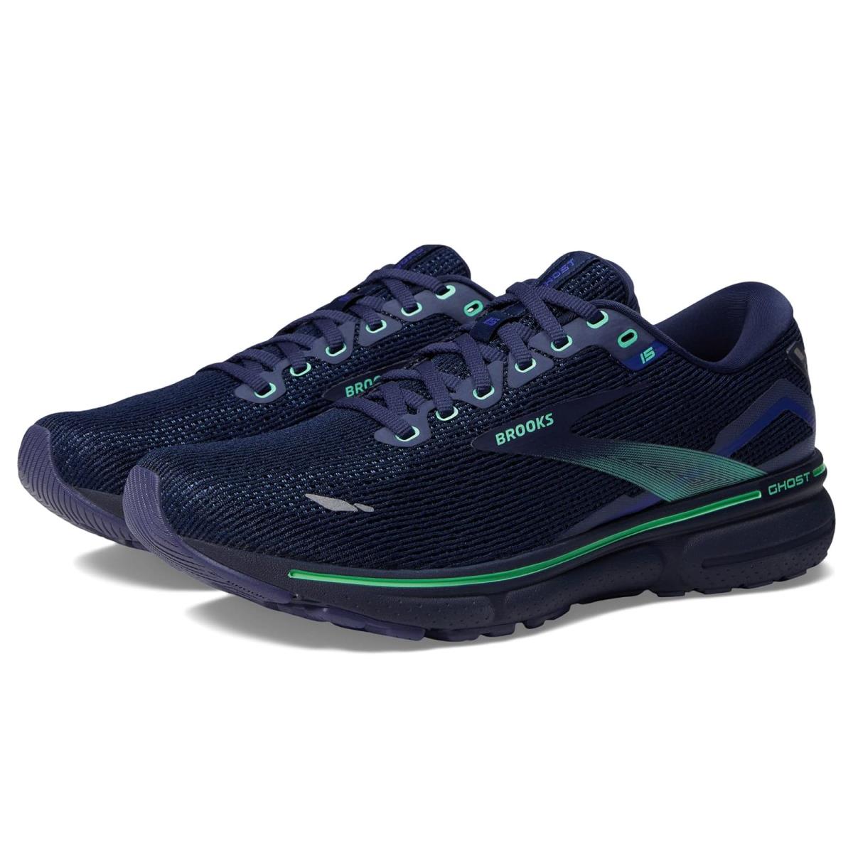 Man`s Sneakers Athletic Shoes Brooks Ghost 15 Crown Blue/Black/Green