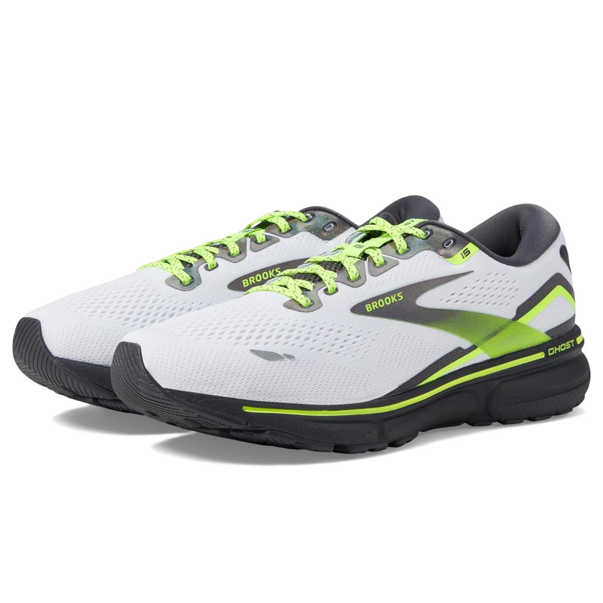 Man`s Sneakers Athletic Shoes Brooks Ghost 15 White/Ebony/Nightlife