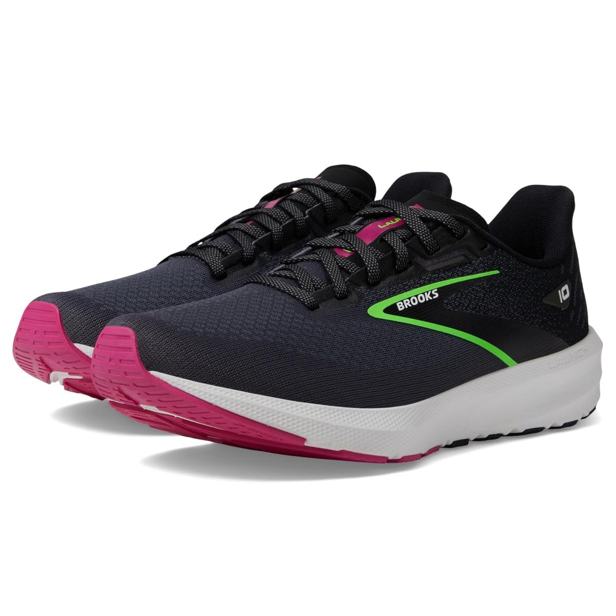 Woman`s Sneakers Athletic Shoes Brooks Launch 10 - Black/Blackened Pearl/Green