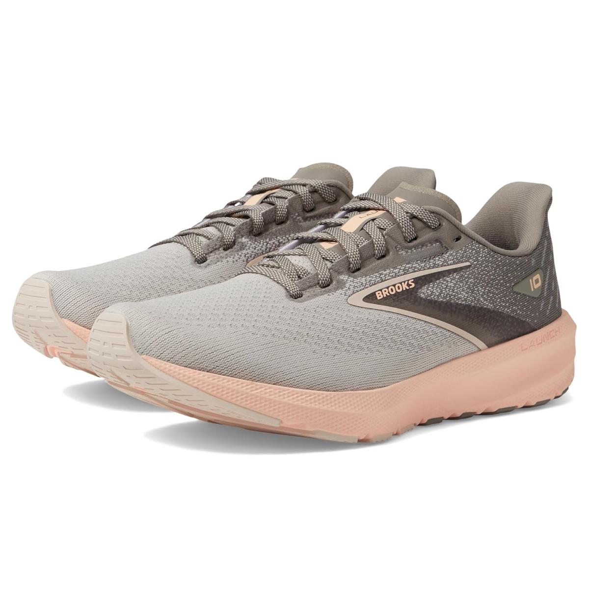 Woman`s Sneakers Athletic Shoes Brooks Launch 10 Grey/Crystal Grey/Pale Peach