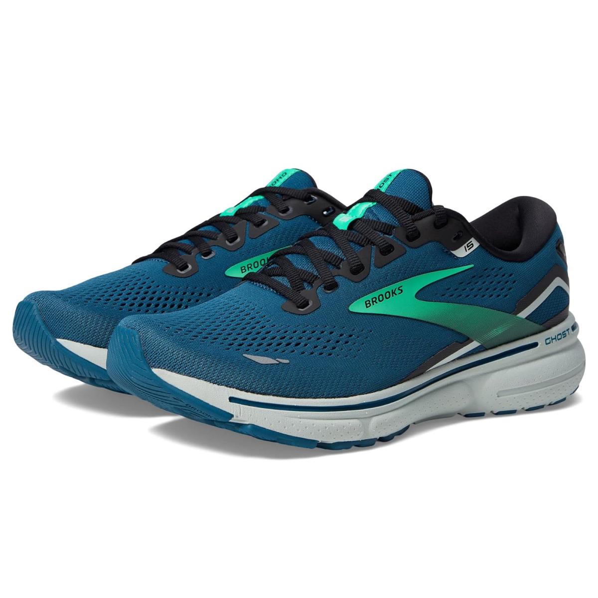 Man`s Sneakers Athletic Shoes Brooks Ghost 15 Moroccan Blue/Black/Spring Bud