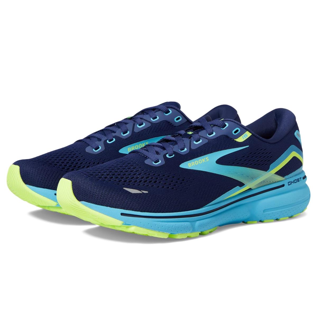 Man`s Sneakers Athletic Shoes Brooks Ghost 15 Navy/Blue/Green