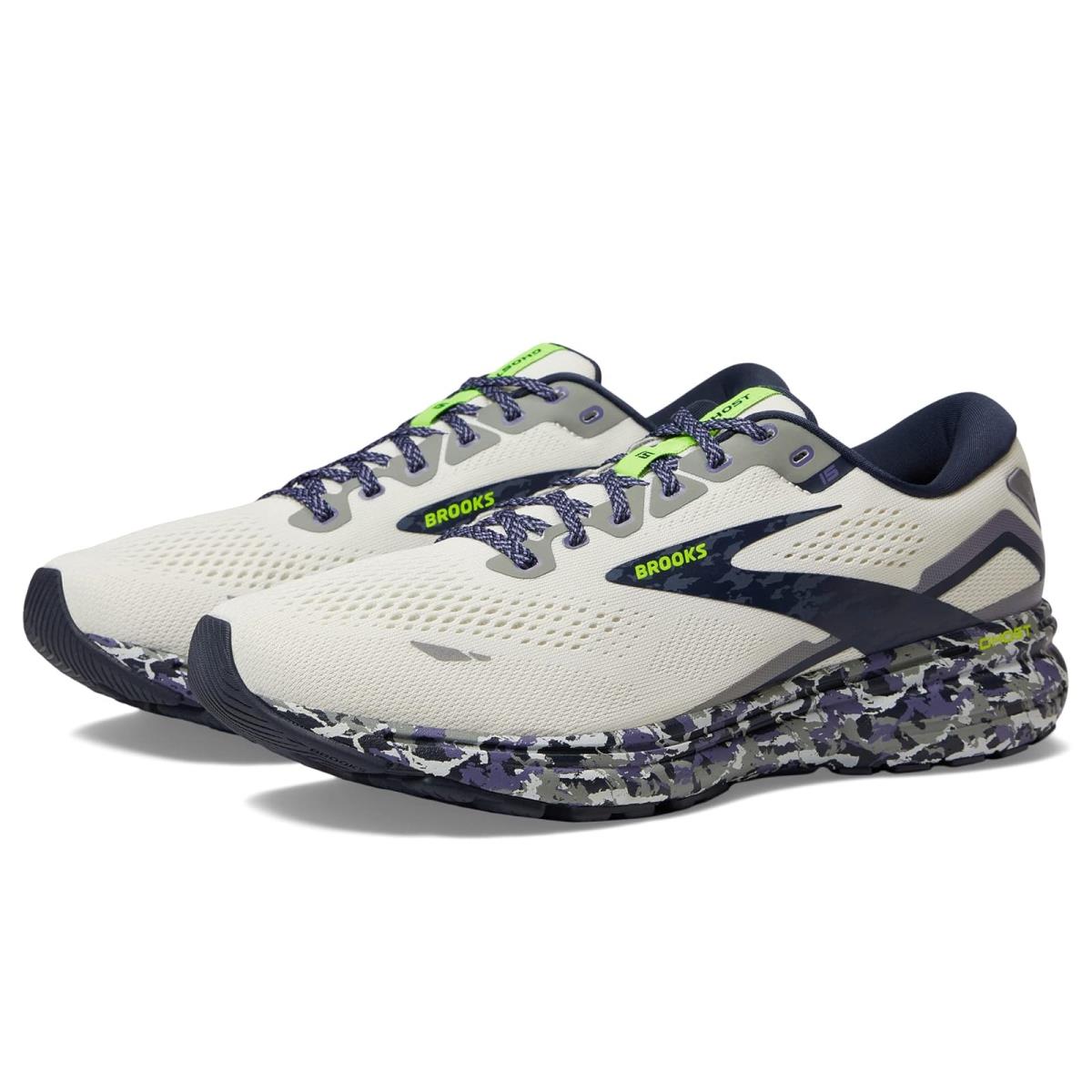 Man`s Sneakers Athletic Shoes Brooks Ghost 15 Whisper White/Eclipse/Nightlife