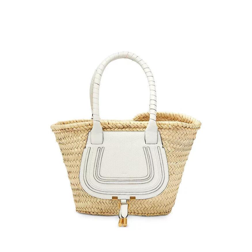 Chloé Chlo B6312 Beige Medium Marcie Woven Raffia Tote Size 17x10x10