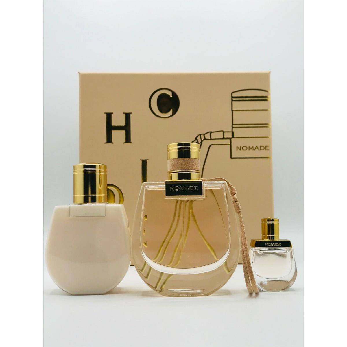 Chloe Nomade 3pc Women Set Parfum Spray 2.5 oz Lotion 3.4 oz Mini Splash