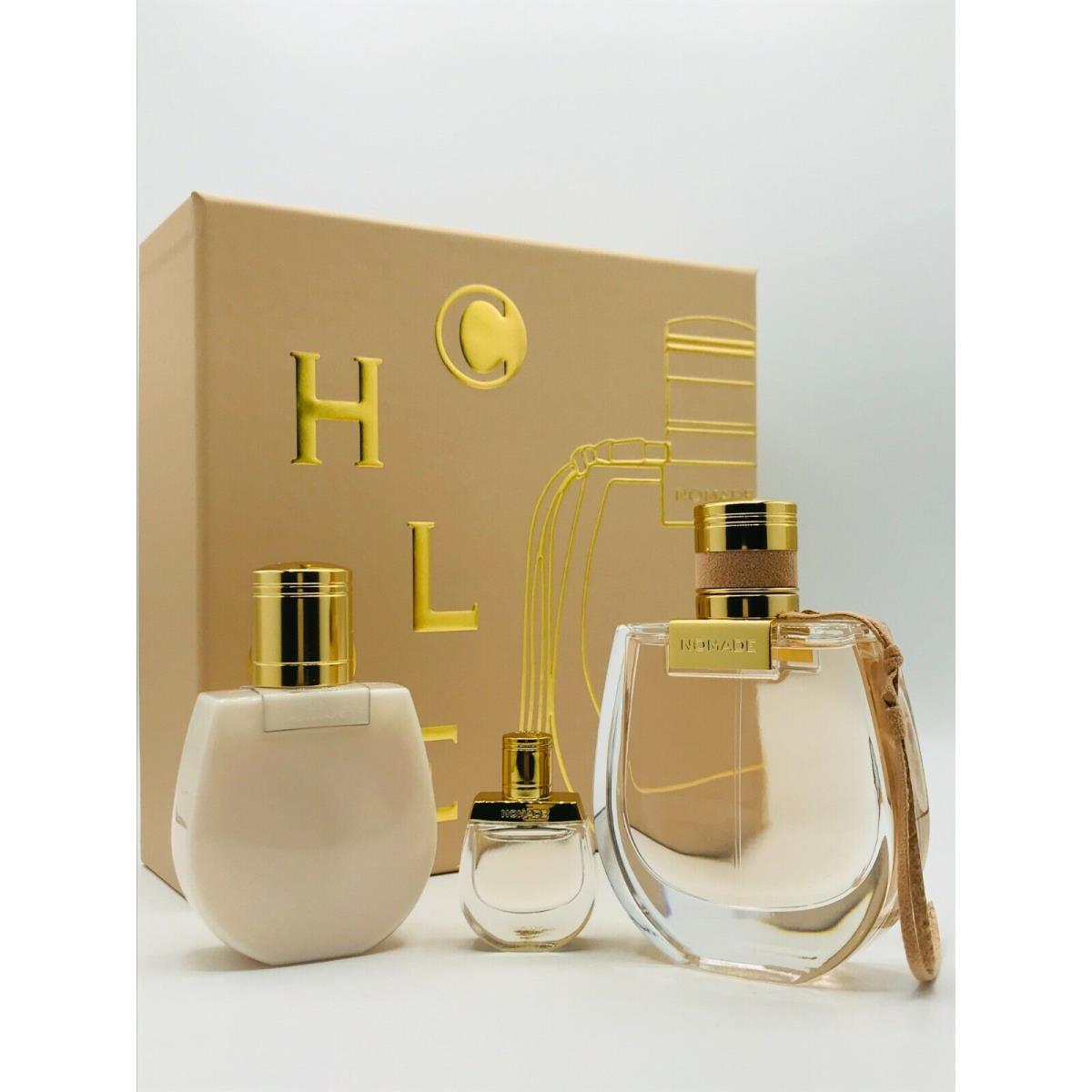 Chloe Nomade 3pc Women Set Parfum Spray 2.5 oz Lotion 3.4 oz Mini Splash