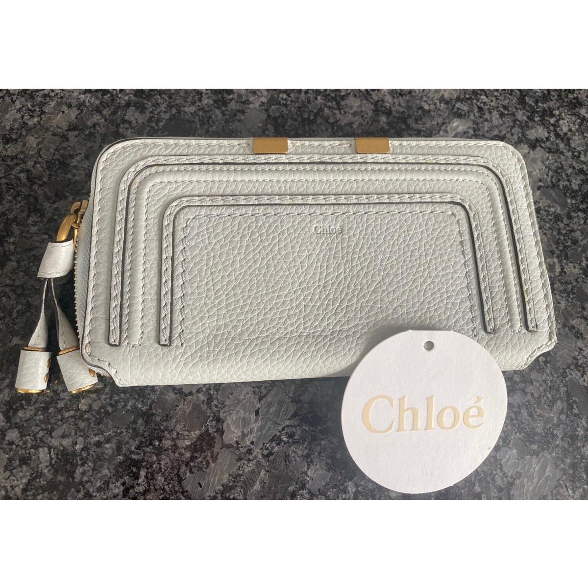 Chloe Long Wallet Marcie Round Zipper Leather Airy Grey