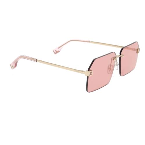 Fendi FE40043U 32U Pink-gold/pink Mirrored Square Women`s Sunglasses