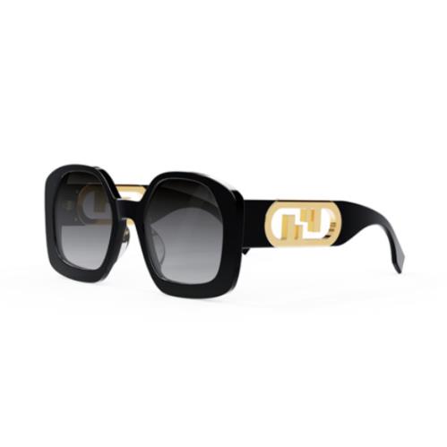 Fendi O`lock FE40048U 01B Black/grey Gradient Square Women`s Sunglasses