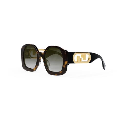 Fendi O`lock FE40048U 52F Dark Havana/brown Gradient Square Women`s Sunglasses