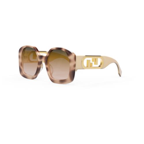 Fendi O`lock FE40048U 55F Havana-pink/brown-pink Square Women`s Sunglasses