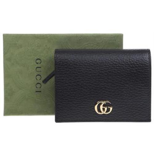 Gucci Black Leather Double G Card Case Fold Wallet W/box Unisex