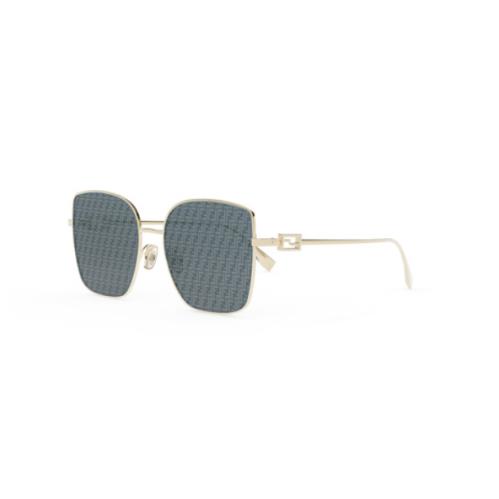 Fendi Baguette FE40013U 10X Grey/gold Mirrored Square Women`s Sunglasses - Frame: Grey-Gold, Lens: Grey