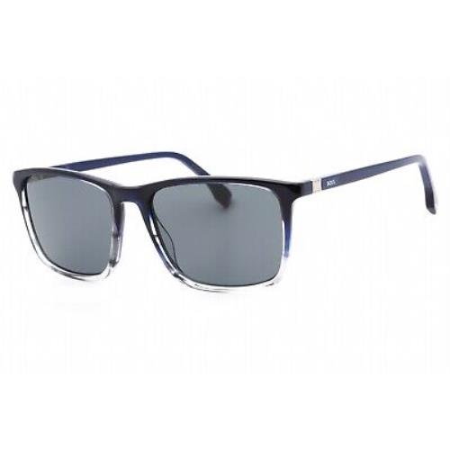 Hugo Boss Boss 1434/S 0HVE IR Sunglasses Blue Gray Frame Gray Lenses 56mm