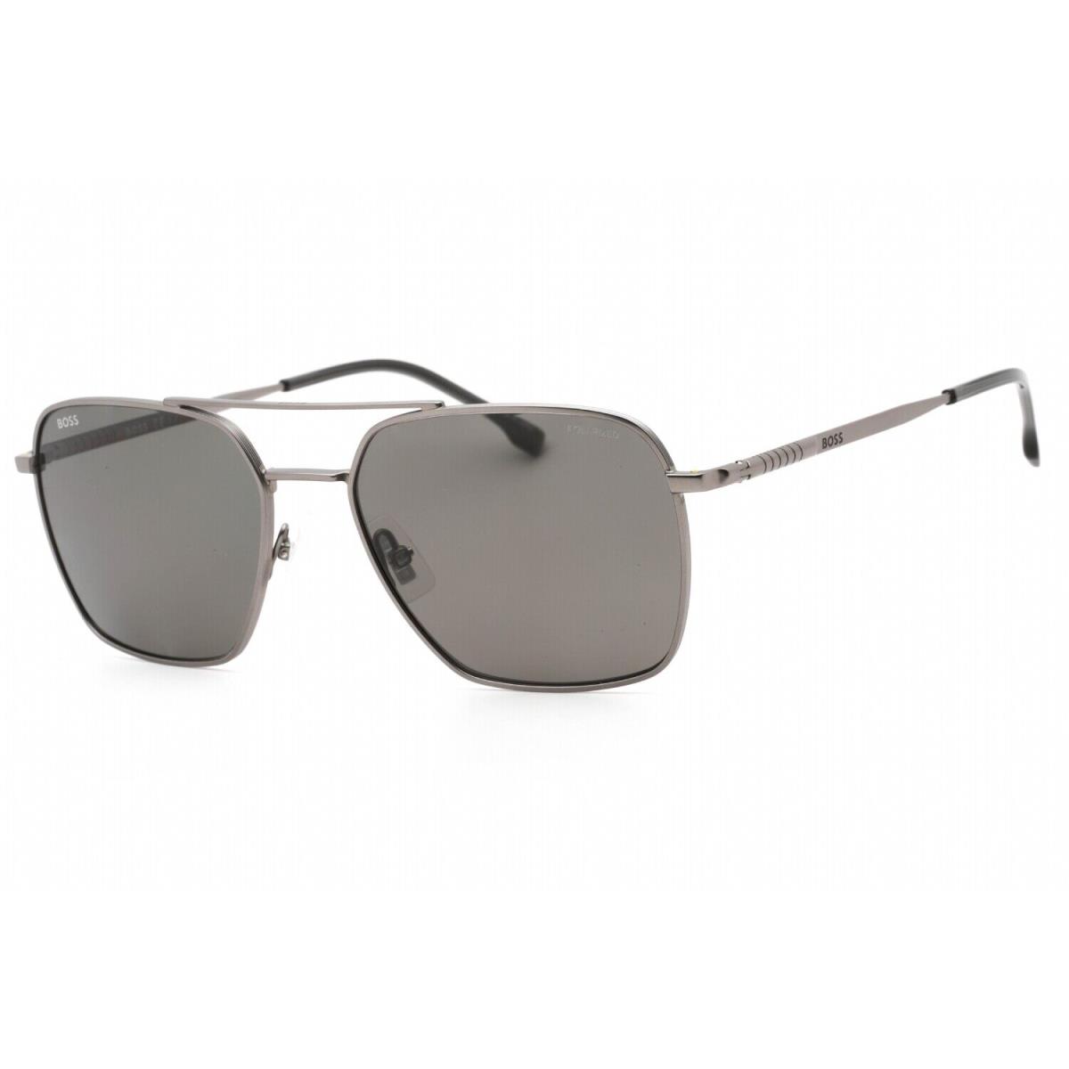 Hugo Boss 1414/S 0R80 M9 Sunglasses Matte Ruthenium Frame Gray Lenses 57mm