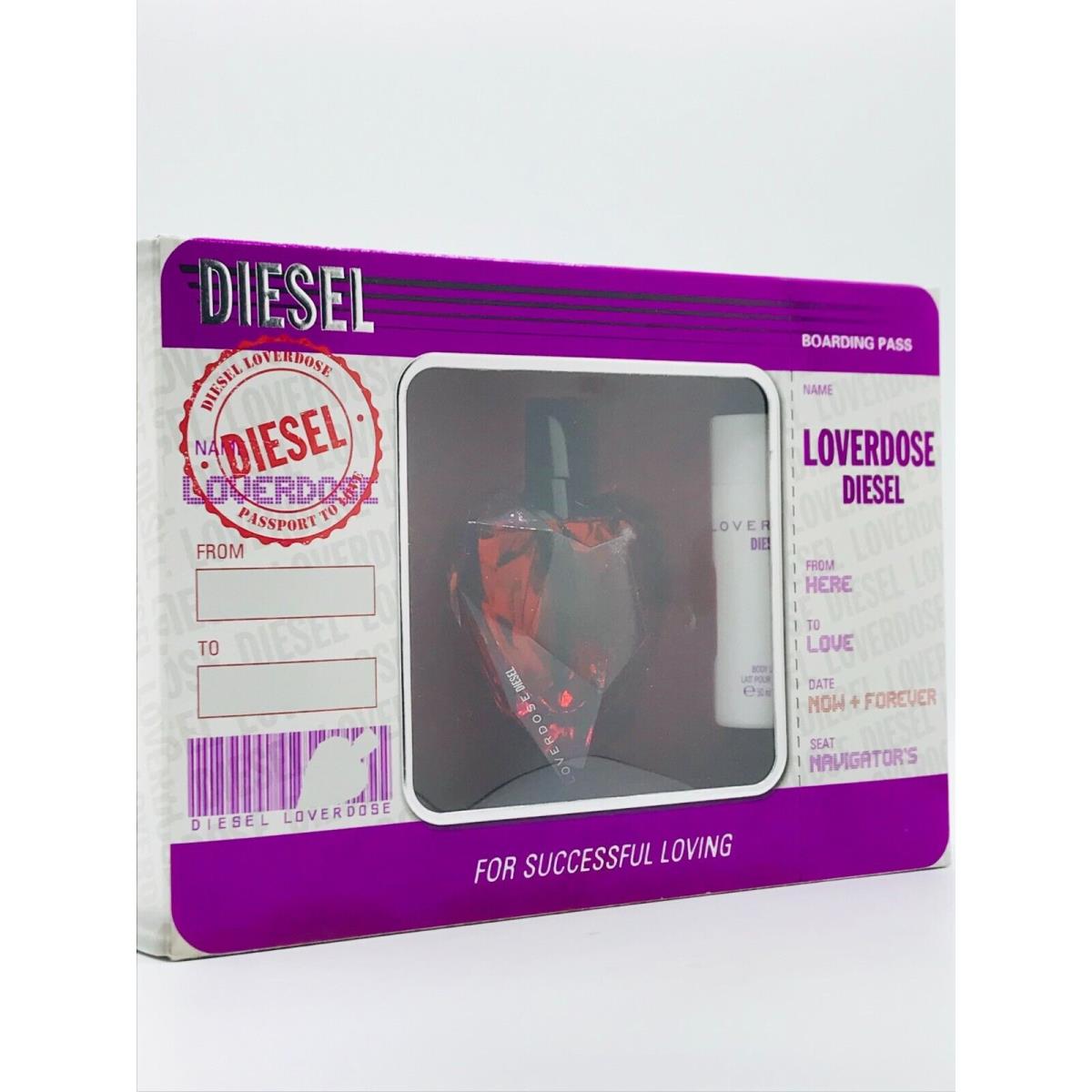 Diesel Loverdose Women 3pc Set Parfum Spray 1.7 oz Body Lotion and Shower Gel