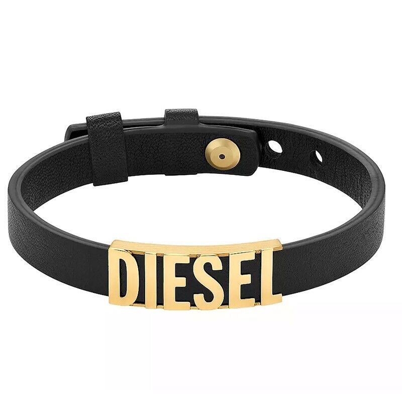 Diesel Font Black Leather Stack Bracelet DX1440710